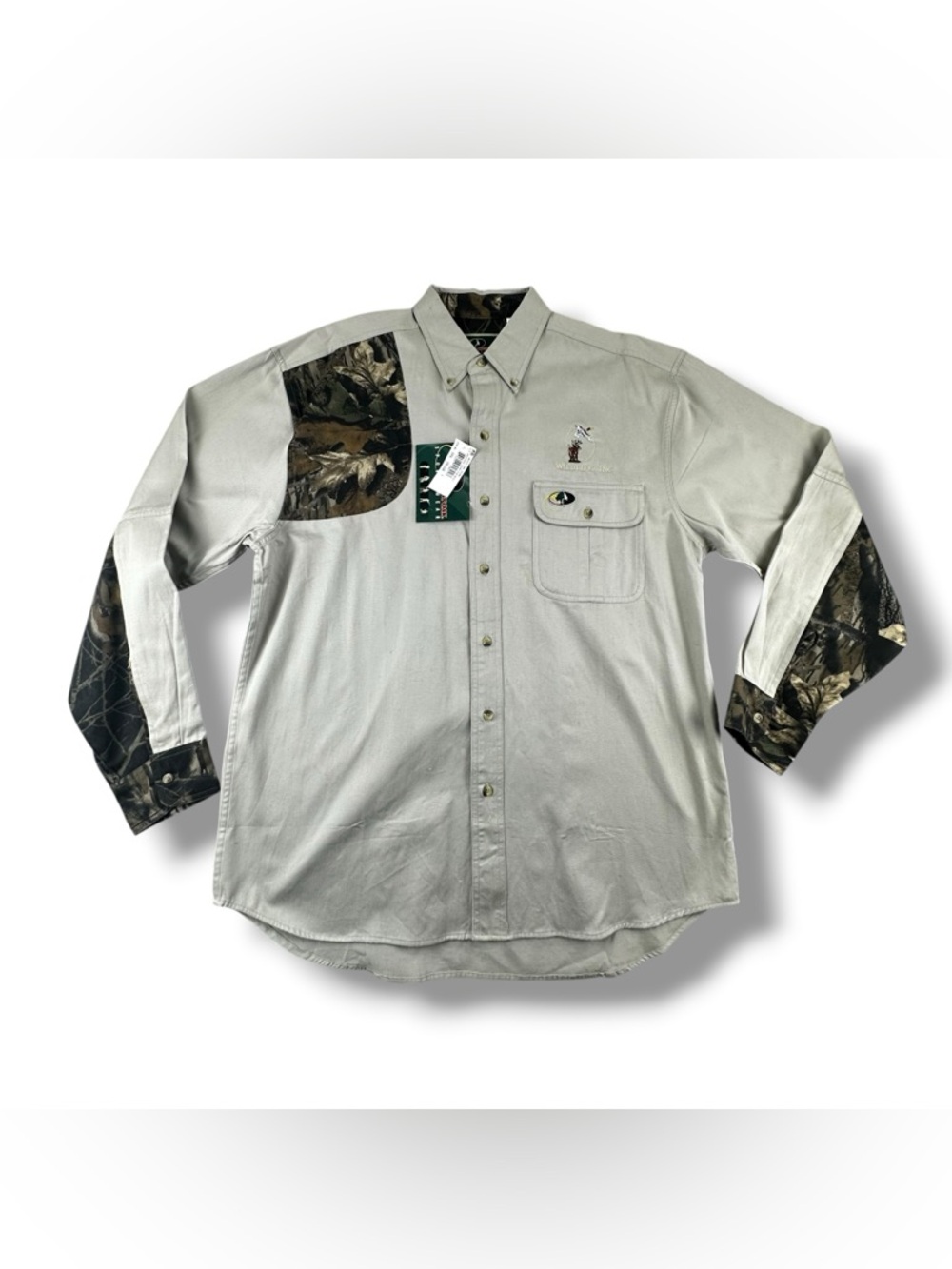 Mossy Oak Men's Long-Sleeve Cotton Shooter Hunting Shirt NWT Size Large Khaki Ca